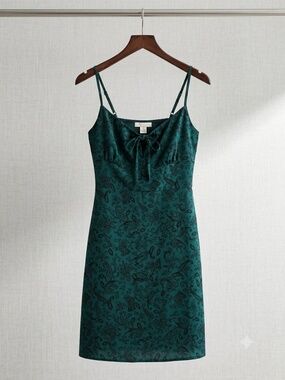 Boho Teal & Black Paisley Cami Dress with Smocked back